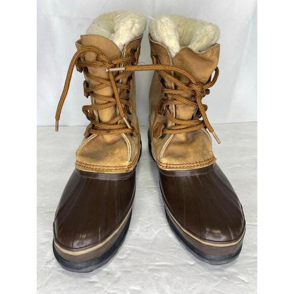 Sorel Alpine Brown Leather Snow Winter Boots Lined Insulated -Women’s Size US 9 - Picture 1 of 7
